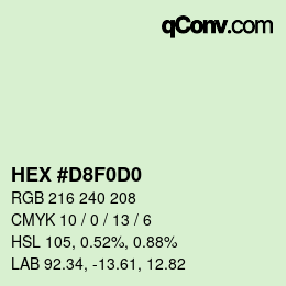 Color code: HEX #D8F0D0 | qconv.com