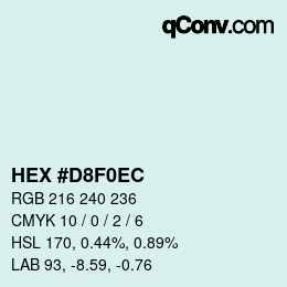 カラーコード: HEX #D8F0EC | qconv.com