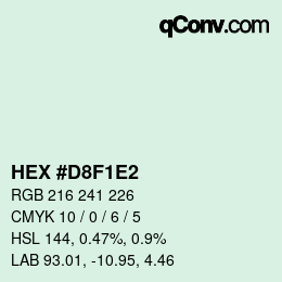 Color code: HEX #D8F1E2 | qconv.com
