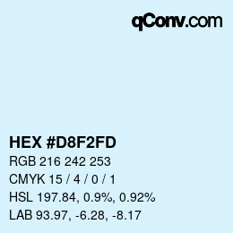 颜色代码: HEX #D8F2FD | qconv.com