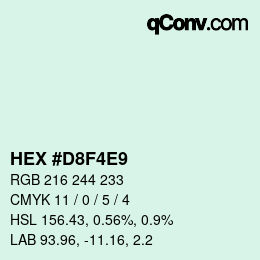 カラーコード: HEX #D8F4E9 | qconv.com