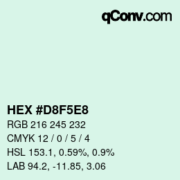 カラーコード: HEX #D8F5E8 | qconv.com