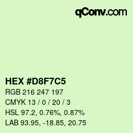 Farbcode: HEX #D8F7C5 | qconv.com