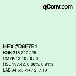 Color code: HEX #D8F7E1 | qconv.com