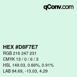 カラーコード: HEX #D8F7E7 | qconv.com