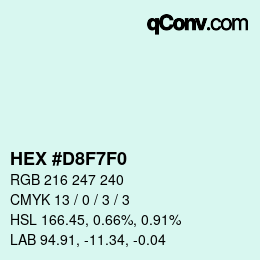 Código de color: HEX #D8F7F0 | qconv.com