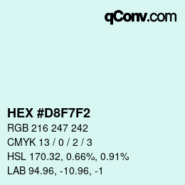 Color code: HEX #D8F7F2 | qconv.com