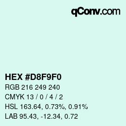 颜色代码: HEX #D8F9F0 | qconv.com