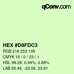 カラーコード: HEX #D8FDC3 | qconv.com
