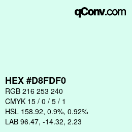 カラーコード: HEX #D8FDF0 | qconv.com
