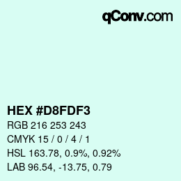 颜色代码: HEX #D8FDF3 | qconv.com