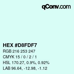 Color code: HEX #D8FDF7 | qconv.com