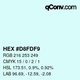 Color code: HEX #D8FDF9 | qconv.com