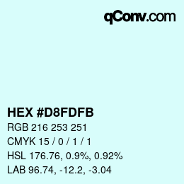 颜色代码: HEX #D8FDFB | qconv.com