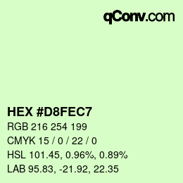 カラーコード: HEX #D8FEC7 | qconv.com