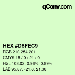 カラーコード: HEX #D8FEC9 | qconv.com