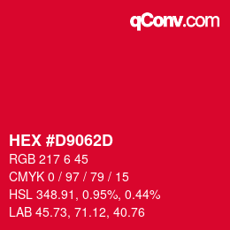 Color code: HEX #D9062D | qconv.com