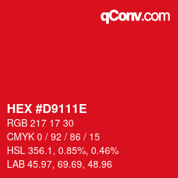 Color code: HEX #D9111E | qconv.com