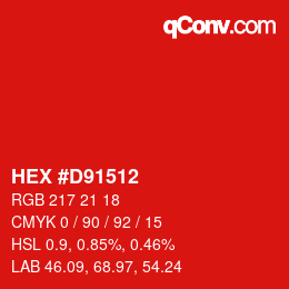 Color code: HEX #D91512 | qconv.com