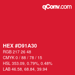 カラーコード: HEX #D91A30 | qconv.com