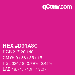 カラーコード: HEX #D91A8C | qconv.com