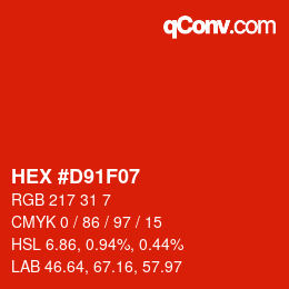 Color code: HEX #D91F07 | qconv.com