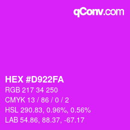 Color code: HEX #D922FA | qconv.com