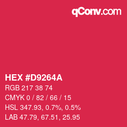 颜色代码: HEX #D9264A | qconv.com