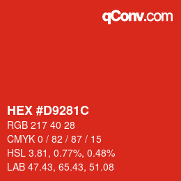 Color code: HEX #D9281C | qconv.com