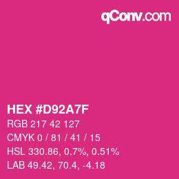カラーコード: HEX #D92A7F | qconv.com