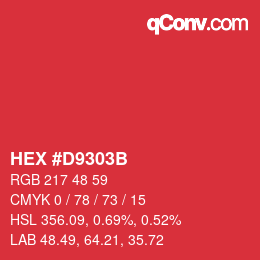 Color code: HEX #D9303B | qconv.com