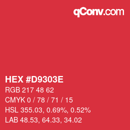 Color code: HEX #D9303E | qconv.com