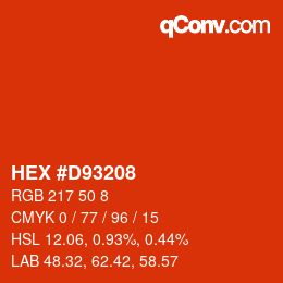 颜色代码: HEX #D93208 | qconv.com