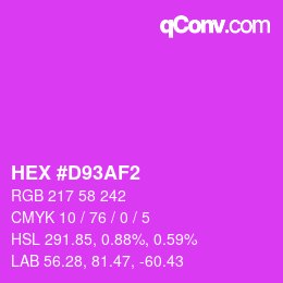 カラーコード: HEX #D93AF2 | qconv.com