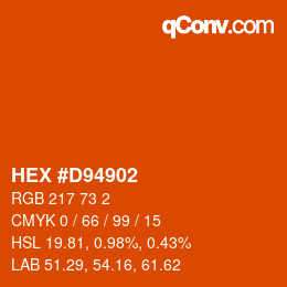 カラーコード: HEX #D94902 | qconv.com