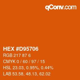 Color code: HEX #D95706 | qconv.com