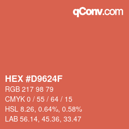 カラーコード: HEX #D9624F | qconv.com