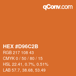 Color code: HEX #D96C2B | qconv.com