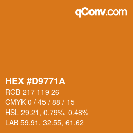 カラーコード: HEX #D9771A | qconv.com