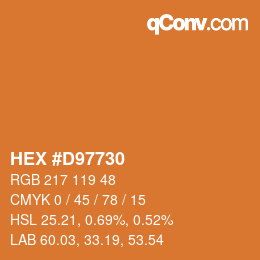 Código de color: HEX #D97730 | qconv.com