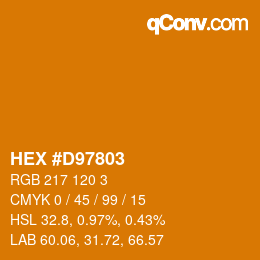 颜色代码: HEX #D97803 | qconv.com