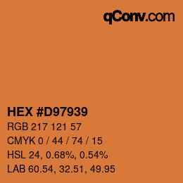 カラーコード: HEX #D97939 | qconv.com