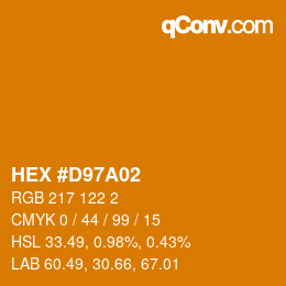 颜色代码: HEX #D97A02 | qconv.com