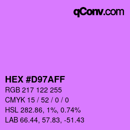 Color code: HEX #D97AFF | qconv.com