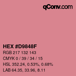 颜色代码: HEX #D9848F | qconv.com