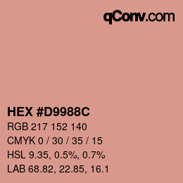 颜色代码: HEX #D9988C | qconv.com