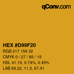 Farbcode: HEX #D99F20 | qconv.com