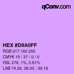 Color code: HEX #D9A0FF | qconv.com