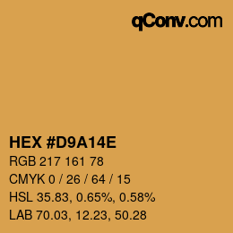 Color code: HEX #D9A14E | qconv.com