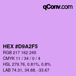 カラーコード: HEX #D9A2F5 | qconv.com